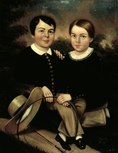 Retrato de dos niños de American School