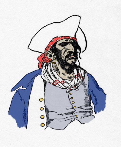 Retrato de un pirata. “Book of pirates Buccaneers and Marooners of the Spanish Main” de Howard Pyle (1853 - 1911), ilustrador estadounidense. 1887 de American School