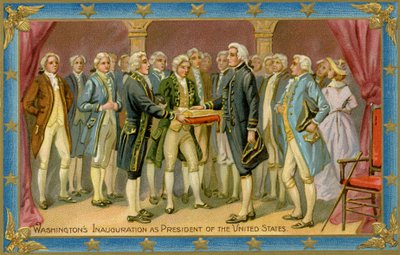 Postal de la toma de posesión presidencial de George Washington (impresión) de American School