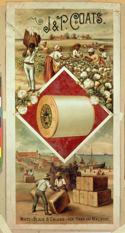 Cartel publicitario de J & P Coats Cotton de American School