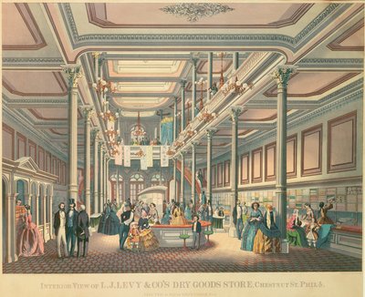 Cartel publicitario de Levys Dry Goods Store, Filadelfia, publicado por L.N. Rosenthal, 1857 de American School