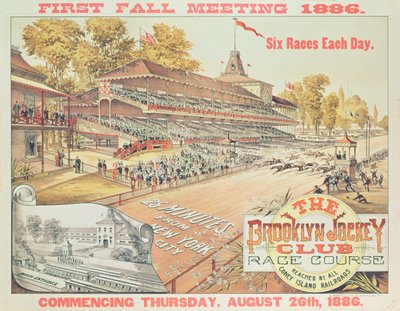 Cartel publicitario del Hipódromo del Club de Jockey de Brooklyn, 1886 de American School