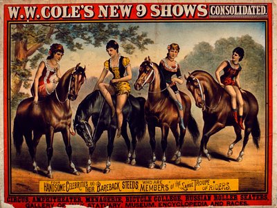 Póster publicitario de los Nuevos 9 Shows Consolidated de W.W. Coles de American School