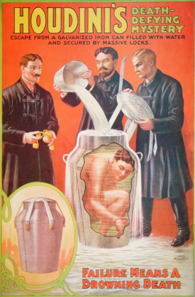 Póster anunciando un nuevo acto de Houdini de American School