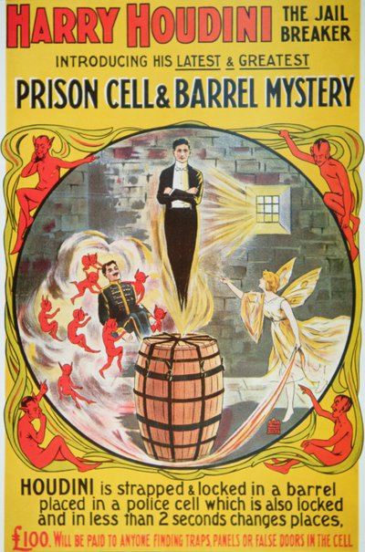 Póster anunciando un nuevo acto de Houdini de American School