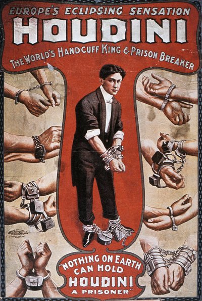 Póster anunciando una actuación de Houdini de American School