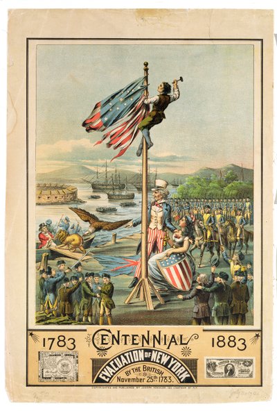 Póster publicitario del Centenario de la Evacuación de Nueva York por los Británicos el 25 de noviembre de 1783, 1883 de American School