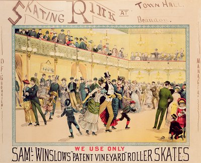 Póster publicitario de la pista de patinaje en Brandon Town Hall, Utah de American School