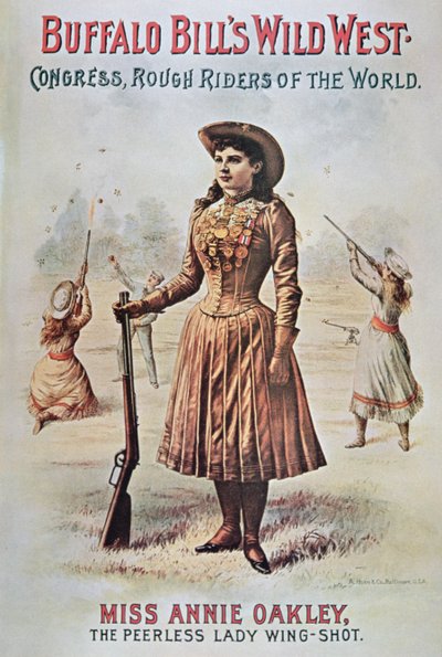 Cartel del Wild West Show de Buffalo Bill (1846-1917), con Annie Oakley (1860-1926) c.1899 de American School