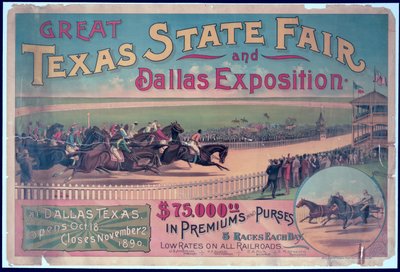 Cartel de la Feria Estatal de Texas y Exposición de Dallas de 1890 de American School