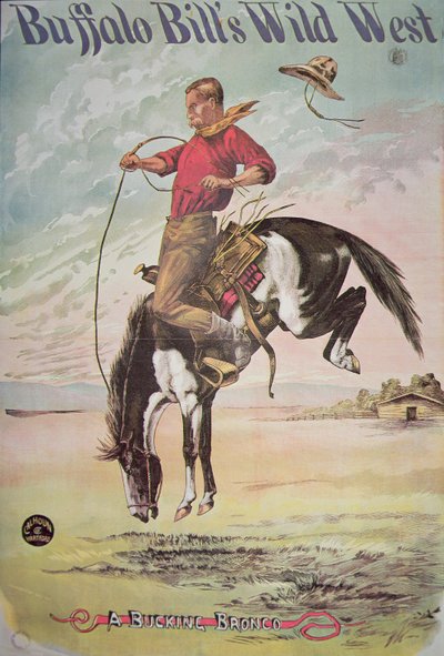 Póster de un bronco salvaje, para el espectáculo del Salvaje Oeste de Buffalo Bill (1846-1917), c.1885 de American School