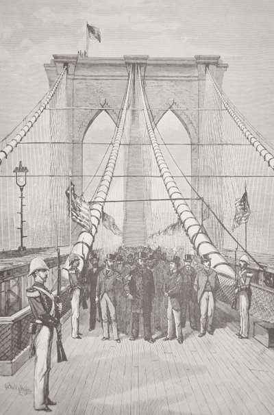 El presidente Chester A. Arthur en la ceremonia de apertura del nuevo Puente de Brooklyn, 24 de mayo de 1883 de American School