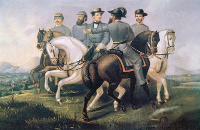 Presidente de los Estados Confederados durante la Guerra Civil Americana, con sus generales de American School