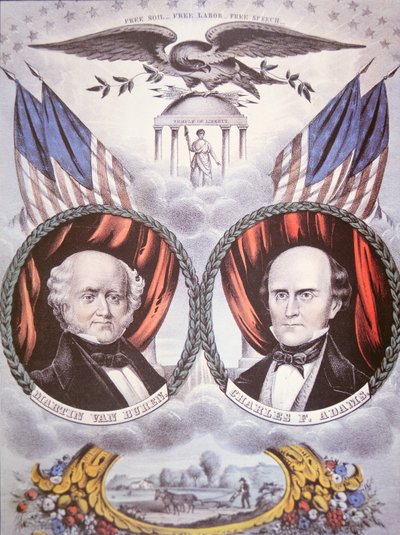 Póster de campaña presidencial que representa a Martin van Buren (1782-1862) y Charles F. Adams (1807-86) para el 