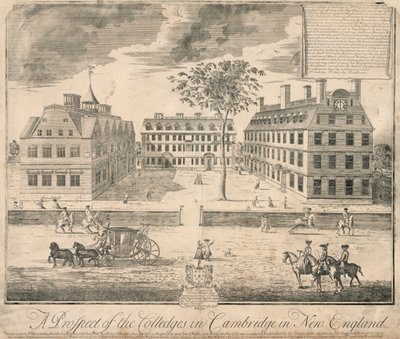 Estampa de la Universidad de Harvard c. 1700, c.1700 (grabado) de American School