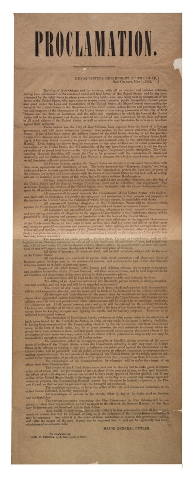 Proclamación, 1 de mayo de 1862 de American School