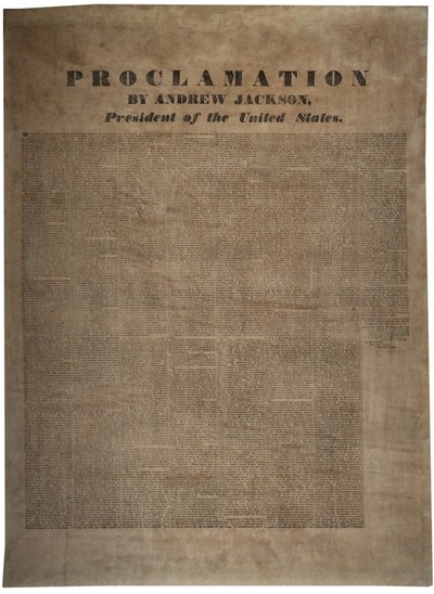 Proclamación por Andrew Jackson (1767-1845), Presidente de los Estados Unidos, 10 de diciembre de 1832 de American School