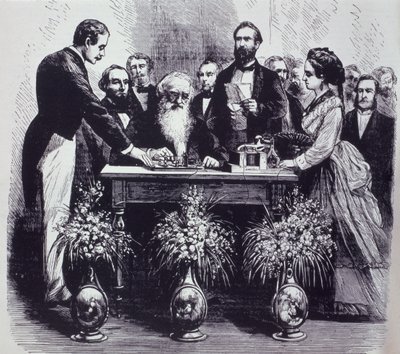 El profesor Samuel Finley Breese Morse (1791-1872) explicando la función de su invención de American School