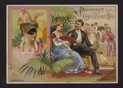 Gran baile de máscaras de la Asociación Prospect en la Academia de Música, Tammany Hall y Nilsson Hall, Nueva York de American School