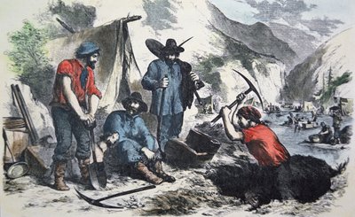 Buscadores durante la Fiebre del Oro de California de 1849 de American School