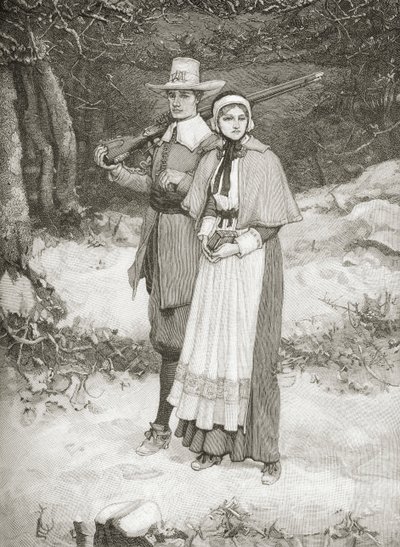 Puritanos yendo a la iglesia, de 