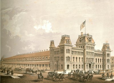 Estación de tren, de Chicago Illustrated, con descripciones literarias de James W. Sheahan, publicado por Jevne & Almini, Chicago, 1866-67 de American School