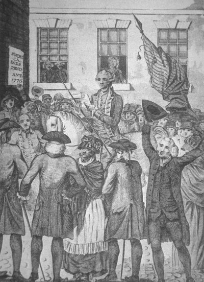 Lectura de la Declaración de Independencia al público en 1776 de American School