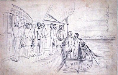 Recepción del General Sherman por el General Foster en el Río Ogeechee de American School