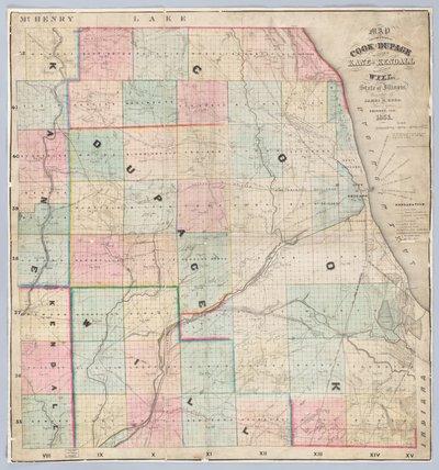 Mapa Rees de los condados de Cook y DuPage de American School