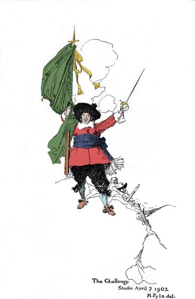 Representación de un pirata lanzando un desafío - En 