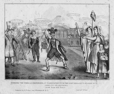 Ricardo III interpretado en Washington con el mayor éxito por una compañía de aficionados, c.1834 de American School