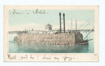Barco fluvial, carga de algodón, sur de American School