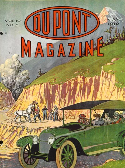 Construcción de Carreteras, portada de la revista DuPont, mayo de 1919 de American School
