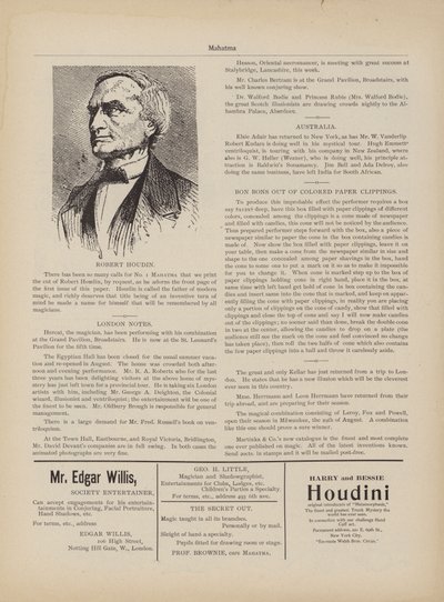 Robert Houdin, Anuncios de American School