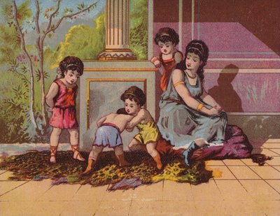 Dama romana con niños jugando de American School