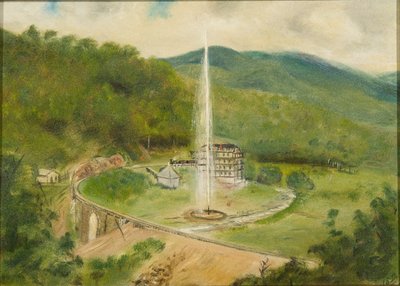 Round Knob Inn y la fuente, c.1882 de American School