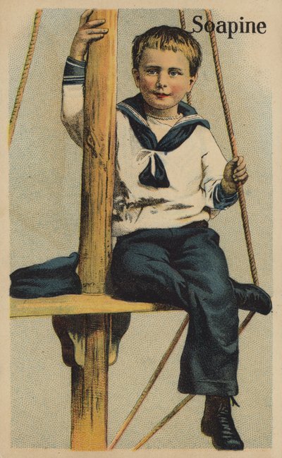 Niño marinero sentado en el aparejo de American School