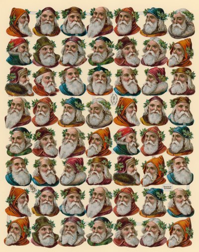 Papá Noel, hoja de cabezas de American School