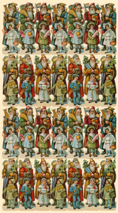 Papá Noel con niños, hoja de figuras de American School