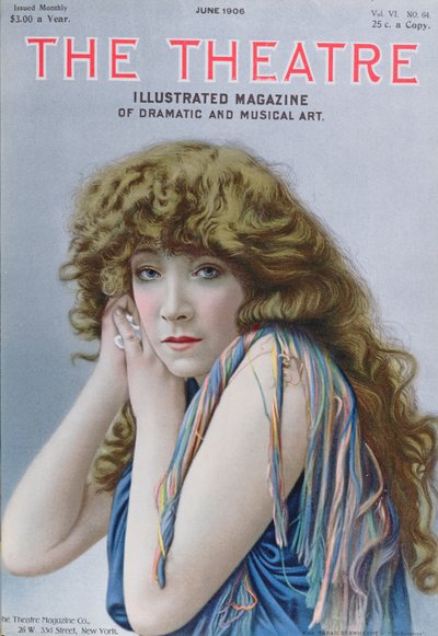 Sarah Bernhardt en el papel de la Hechicera, una obra de Sardou, ilustración de portada de la revista Theatre, junio de 1906 de American School