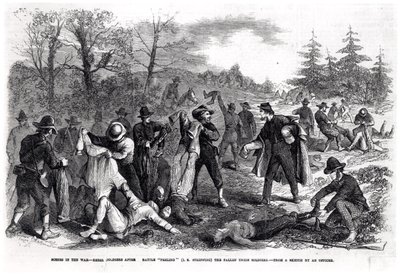 Escenas en la guerra: Soldados rebeldes después de la batalla 