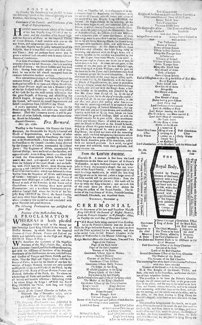 Segunda página del Boston Evening Post anunciando la muerte del Rey Jorge II (1683-1760), 5 de enero de 1761 de American School