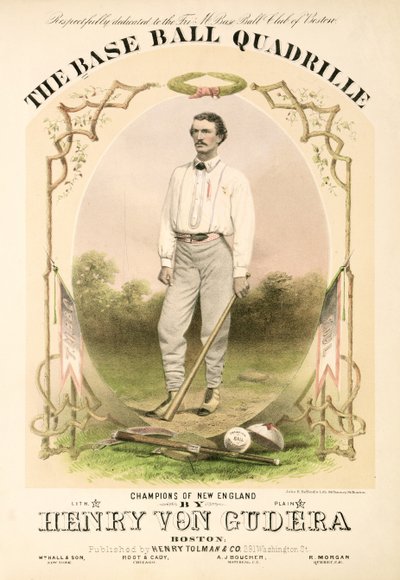Portada de la partitura para The Base Ball Quadrille escrita por Henry von Gudera y publicada por Henry Tolman & Co. de American School