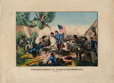 La caballería de Sheridan en la Batalla de Fishers Hill (Valle de Shenandoah) de American School
