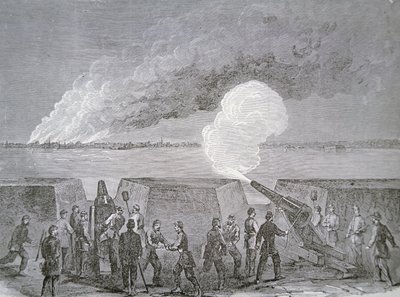 Sitio de Charleston, la ciudad ardiendo bajo bombardeo, 3 de enero de 1864, de Harper