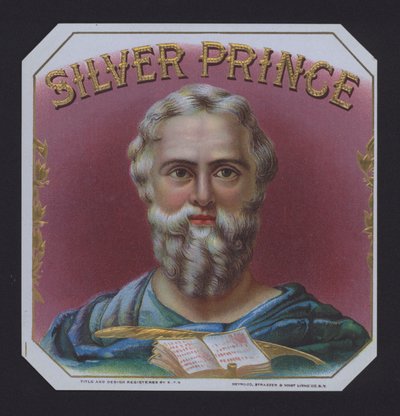 Silver Prince, etiqueta de cigarro (chromolitho) de American School