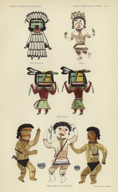 Sio Calako, Woe, Helilulu, Woe y Tcutckutu (litografía en color) de American School