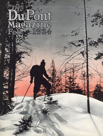 Esquí, portada de la revista DuPont, febrero 1924 de American School