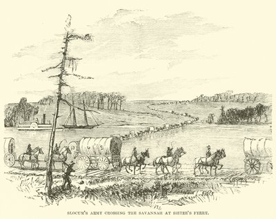 El ejército de Slocum cruzando el Savannah en Sisters Ferry, enero 1865 de American School