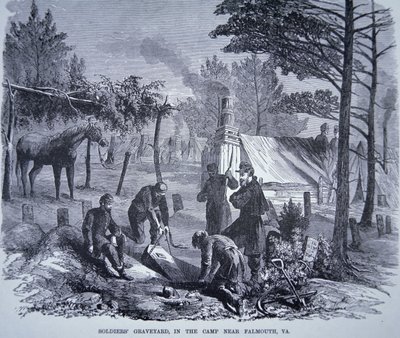 Cementerio de soldados en el campamento cerca de Falmouth, Virginia (litografía) de American School